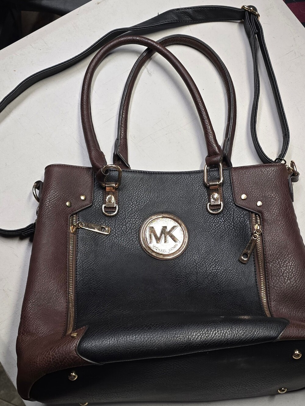 Michael Kors Purse Black And Tan Large